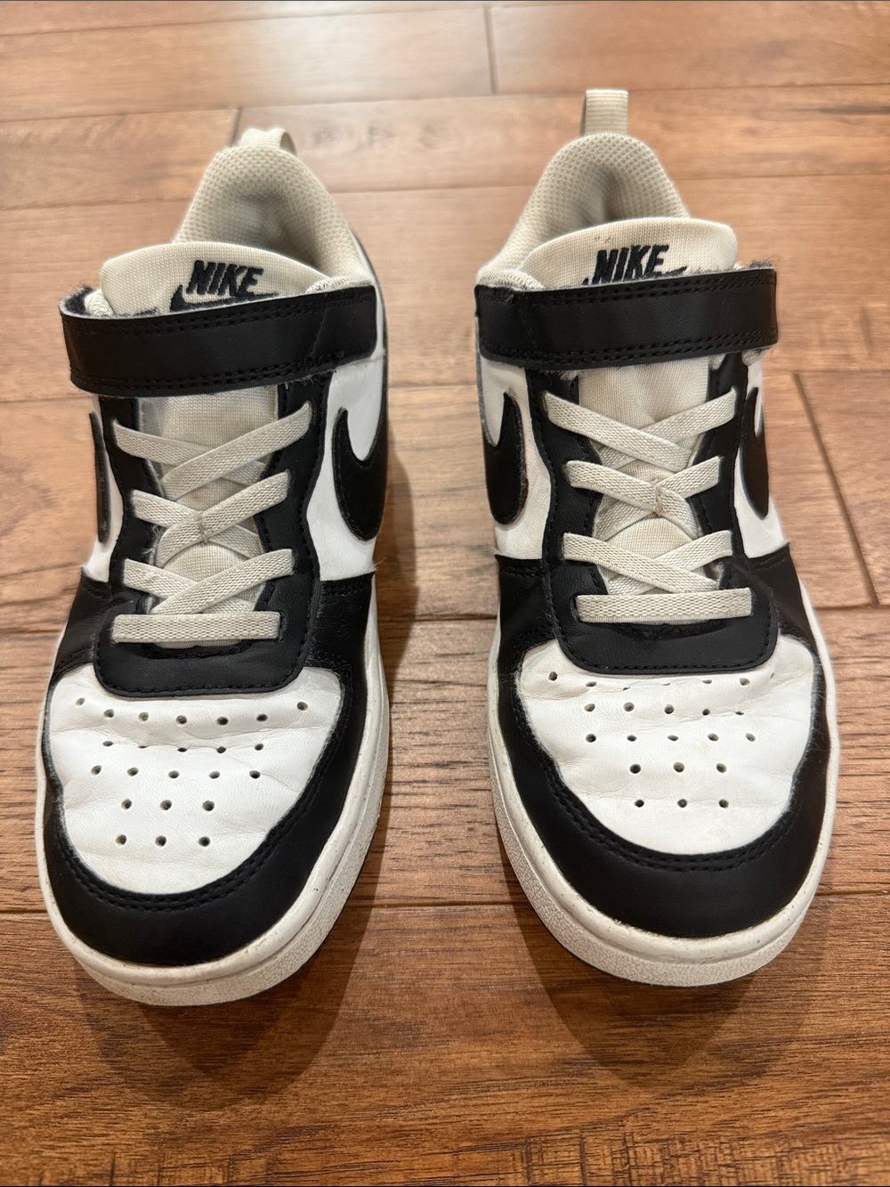 Nike Kids Court Borough Low Recraft Sneaker - White Black - Size 1.5Y